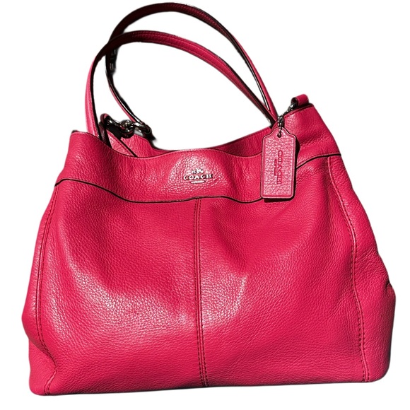 Coach Handbags - COACH LEXY Pink Oxblood Pebbled Leather Shoulder Tote Like Butter Soft 14x11x5D